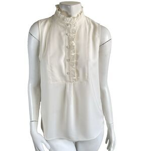 NWT J.Crew Ruffle Trim Crepe Coquette Preppy Career Office Top Blouse 2 Ivory